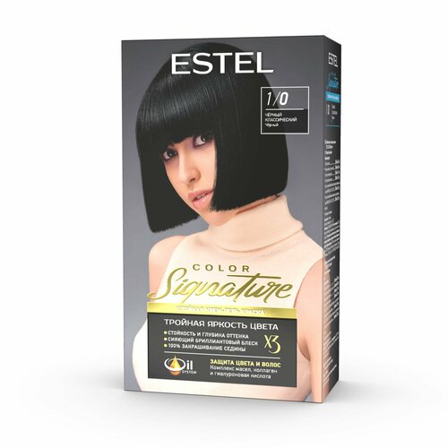 ESTEL COLOR Signature Стойкая крем-гель краска для волос 1/0 Чёрный классический маска для волос estel professional маска хайлайтер для окрашенных и мелированных волос сияние цвета secrets