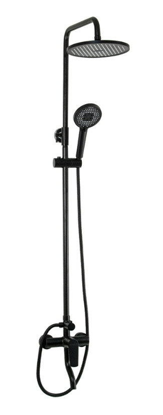 фото Смеситель и душевая стойка "тропический душ" с двумя лейками, Магнус, цвет Чёрный (8775)