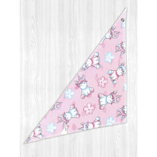 Нагрудник-треугольник для маленьких деток НМХ49 единорожка/розовый. Комплект - 15 шт.