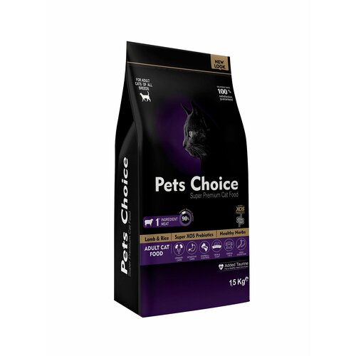 Pet's Choice для взрослых кошек с ягненком и рисом, 1.5 кг.