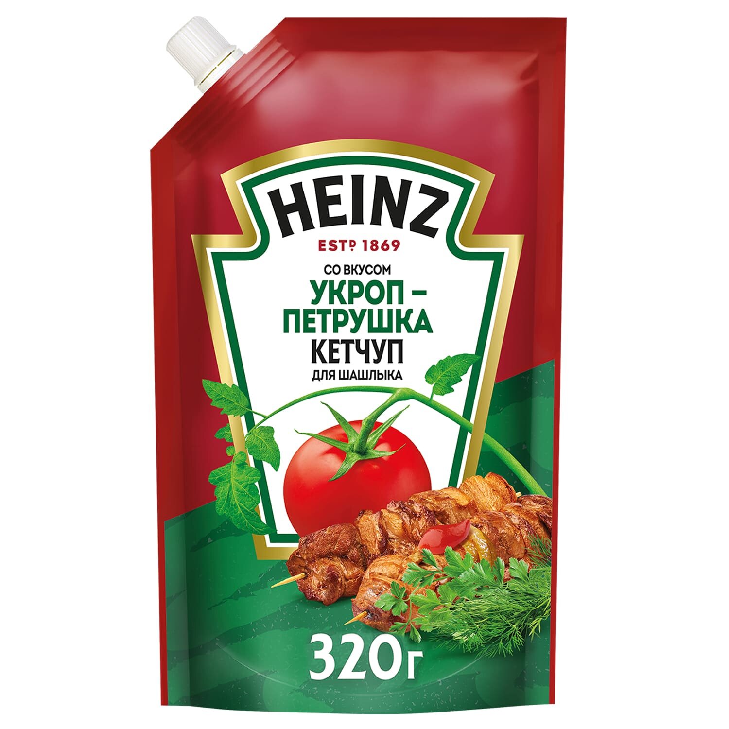 Heinz - кетчуп для шашлыка со вкусом укропа и петрушки, 320 гр, 1/16 — фото 1