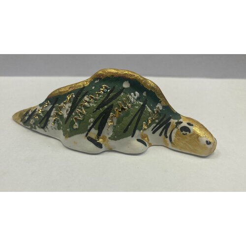 Фигурка авторская Дракончик темно-зеленый 35х10х4 см дизайнерская керамика 800₽