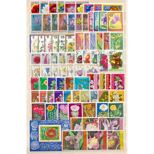 Почтовые марки Болгарии 1962-1977 год. Флора, Цветы. Полные серии. Набор 80 марок + 1 блок.