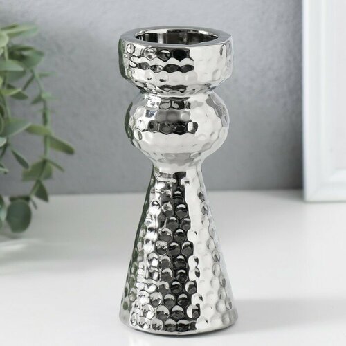 Подсвечник керамика на 1 свечу Терра d35 см серебро 6х6х147 см 589₽