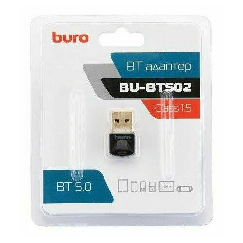 (BURO Адаптер USB BU-BT502 BT5.0+EDR class 1.5 20м черный) адаптер usb digma d bt502 bluetooth 5 0 edr class 1 5 20 м черный