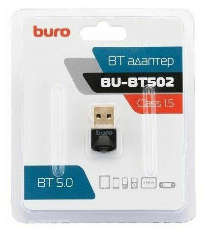 Сетевой адаптер (BURO Адаптер USB BU-BT502 BT5.0+EDR class 1.5 20м черный)