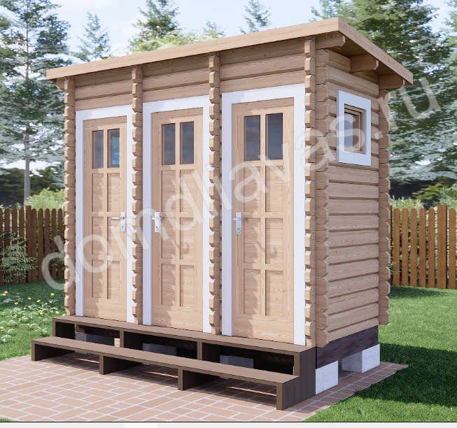 Дачный хозблок туалет и душ для дачи деревянный 1,5х3 м "Тройняшка" Дом для Вас