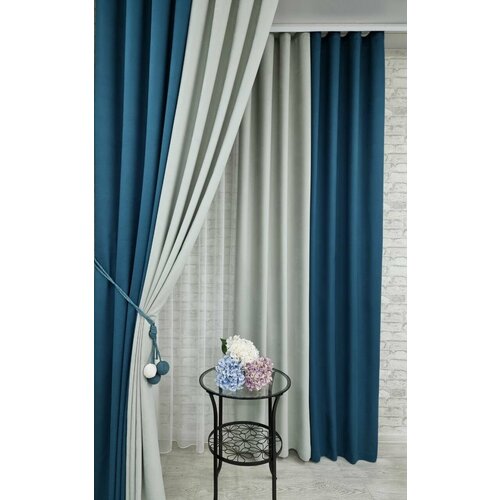 Канвас двойные 2шт 200х260 темно-бирюзовый новый св сер 3900₽