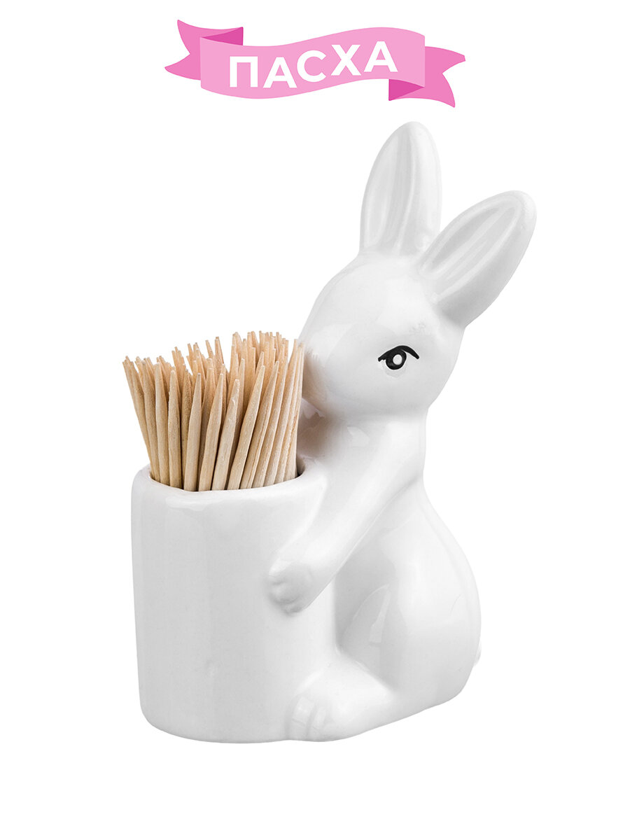 фото Вазочка под зубочистки 6,5х4,5х10 см Elan Gallery Зайчик с зубочистками