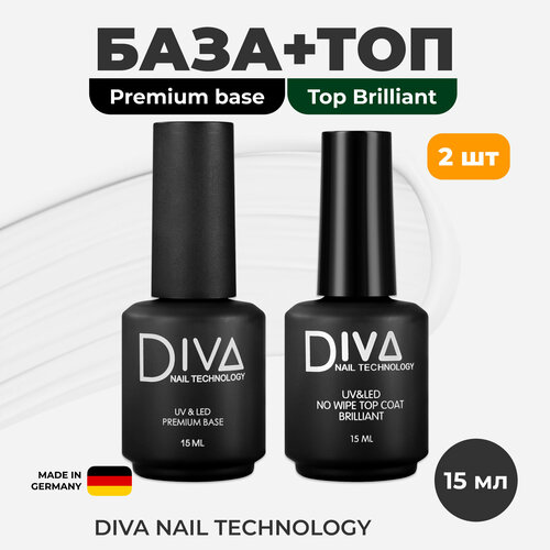 Набор, Diva Nail Technology, Top Brilliant и Premium base diva nail technology гель fluid 1