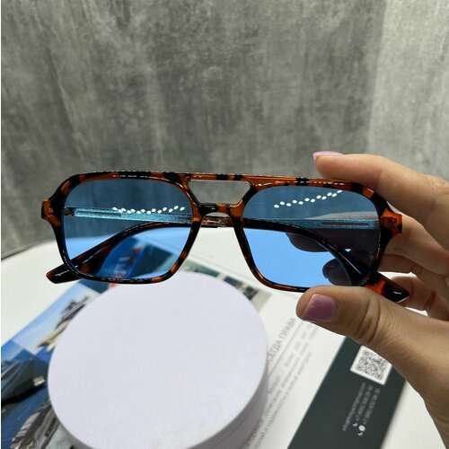 Солнцезащитные очки , коричневый, золотой, голубой