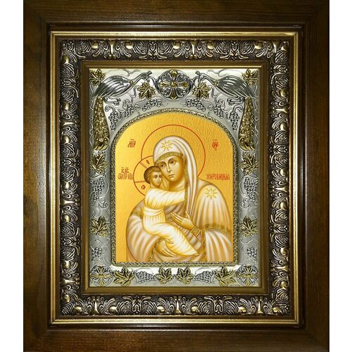 жировицкая икона божией матери белый киот 14 5 16 5 см Икона Жировицкая икона Божией Матери