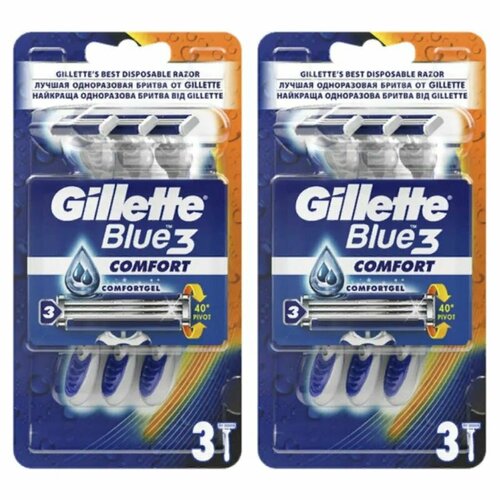 Gillette Станок для бритья, одноразовый, Gillette Blue 3 Comfort, 3 шт в уп, 2 уп