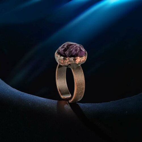 Кольцо, аметист, безразмерное, синий, фиолетовый