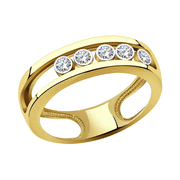Кольцо Эстет, желтое золото, 585 проба, фианит