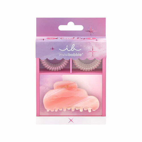 Подарочный набор invisibobble CloudPop 7 предметов (резинки 6 шт, заколка крабик 1 шт.) 3354 коготь для волос clipstar clawdia invisibobble