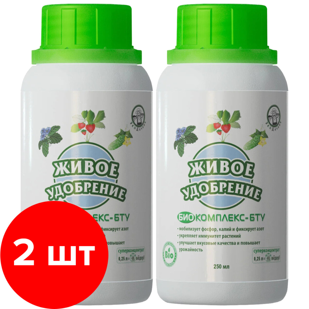 Живое удобрение Экодачник Биокомплекс-БТУ, 2шт по 250мл (500мл)