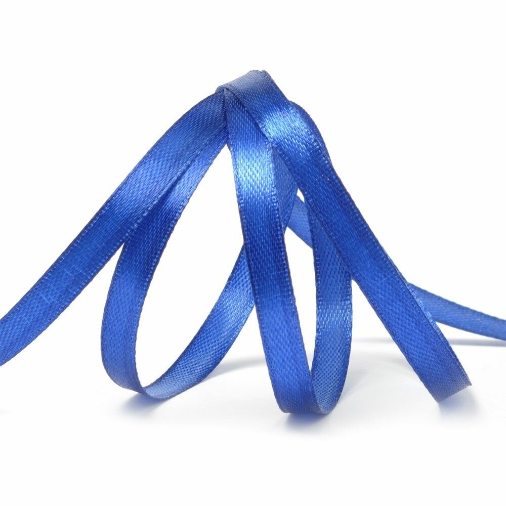 Лента атласная 6мм цв. синий (27 метров)