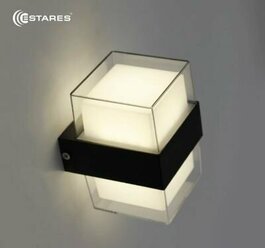 Estares бра уличн архит интериерн св/д VALO 9W S-4000K-100x110x133-BLACK/CLEAR-220-IP54