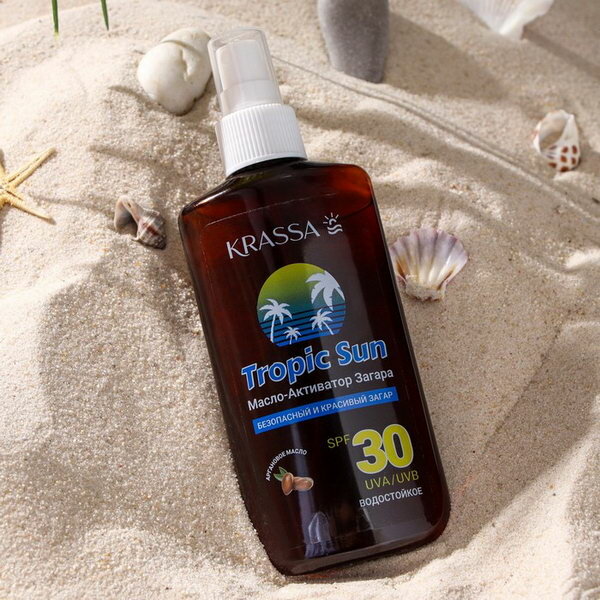 Масло-Активатор загара "Tropic sun", водостойкое, SPF 30, 150 мл