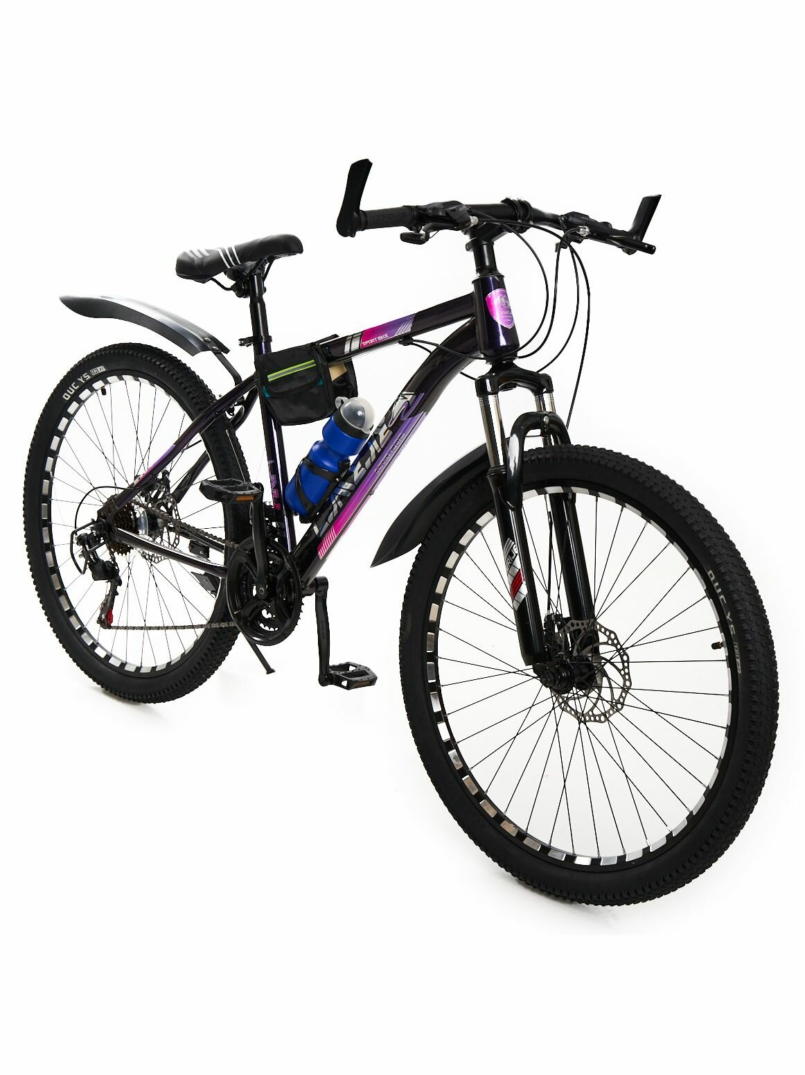 Горно-Городской велосипед New Bike, Взрослый 16 рама, 26 колеса, Черно-Фиолетовый