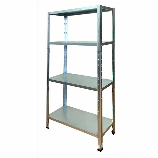 фото Стеллаж металлический сборный 4 полки 155х75х30см 40кг на полку, оцинкованный