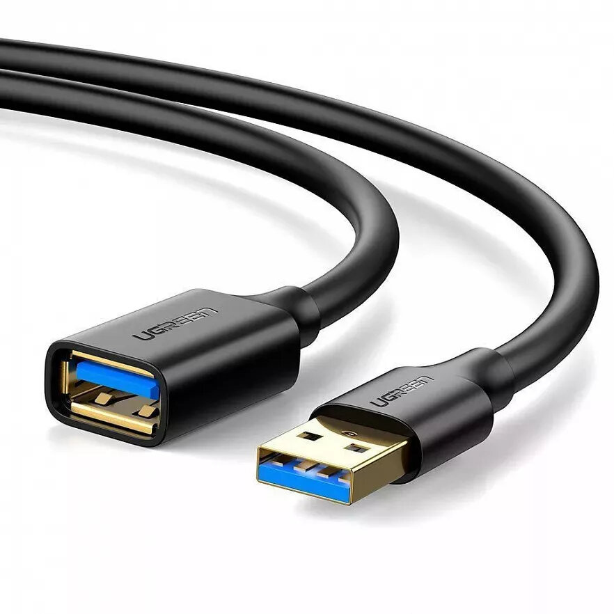 Кабель UGREEN US129 USB-A 3.0 (male) - USB-A (female) Extension Cable (2 метра) чёрный (10373)