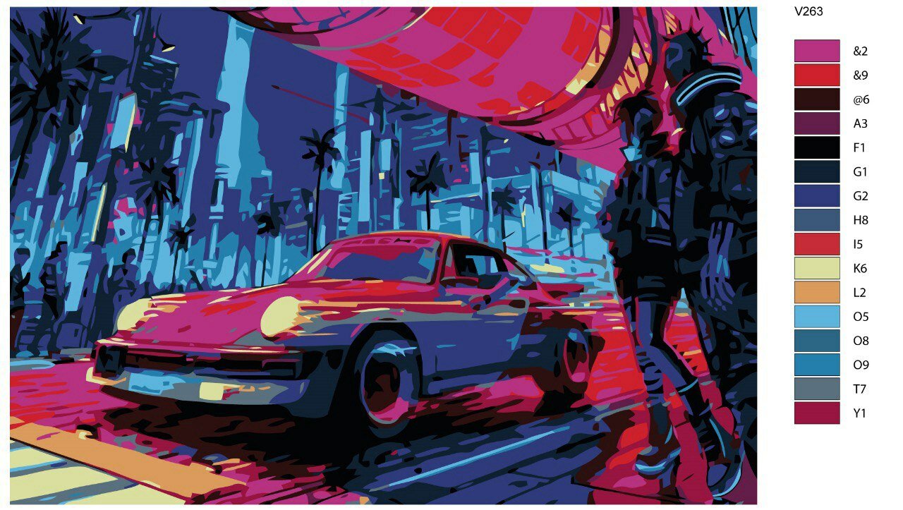 Картина по номерам V-263 "Киберпанк Cyberpunk 2077", 50x70 см