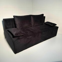 Диван-кровать "Азета" 14, без локтей, 188х90х78, черный, велюр, еврокнижка