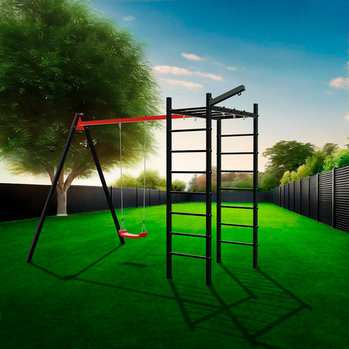 Уличный спортивно-игровой комплекс Sv Sport У3122 (ступени Чёрные / Подвесы для качелей на втулке 1 комп.)