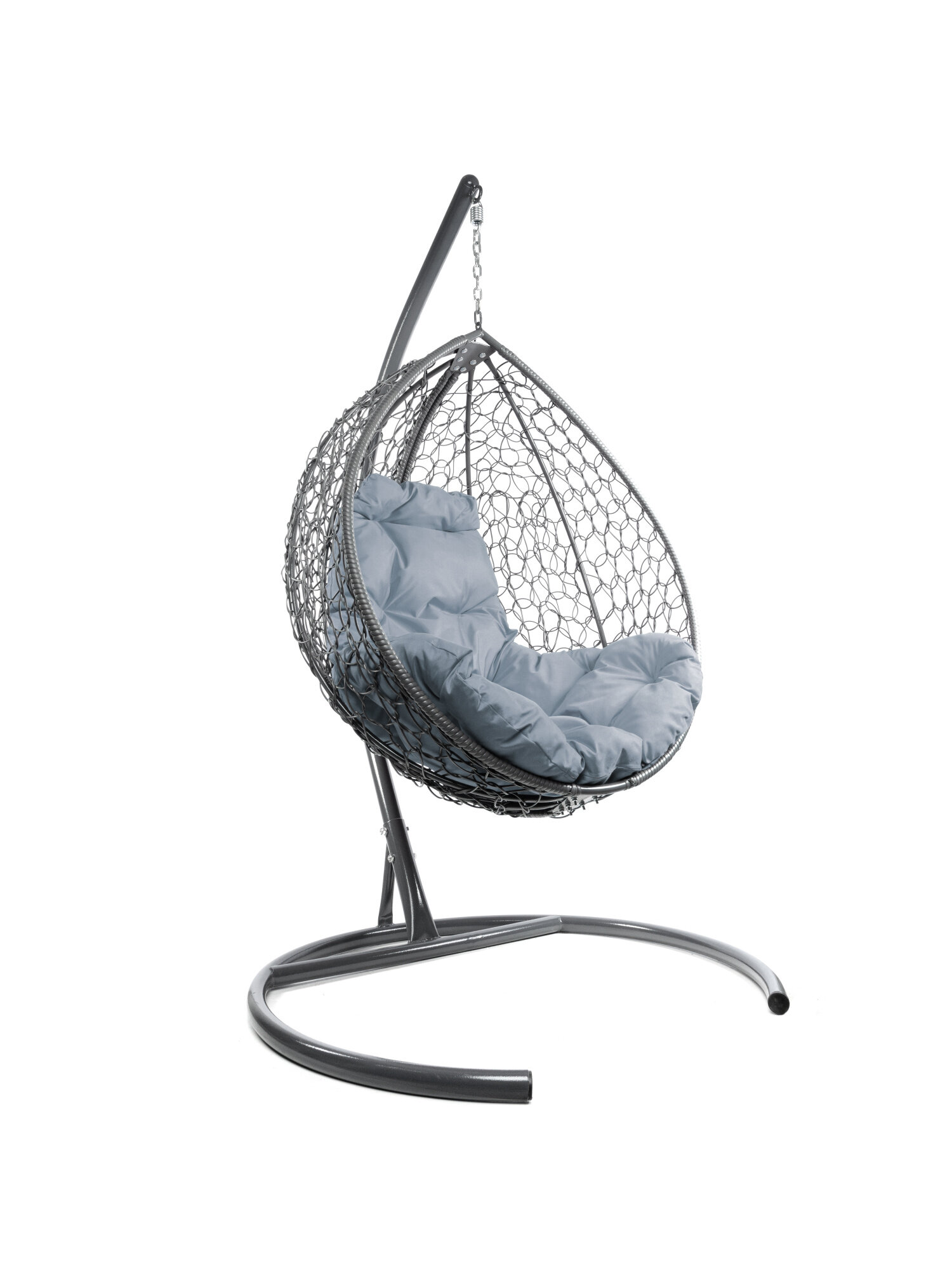 фото Подвесное кресло M-group капля складной, с ротангом серое серая подушка