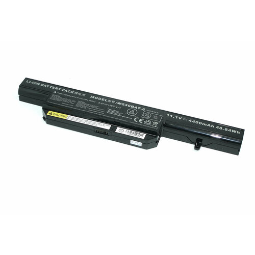 Аккумуляторная батарея для ноутбука DNS Clevo W240 11.1V 4400mAh W240BAT-6 черная аккумуляторная батарея для ноутбука dns clevo w240 11 1v 4400mah w240bat 6 черная