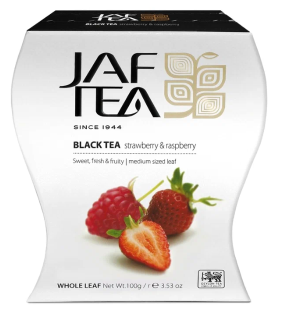 Чай черный "Jaf Tea" Strawberry & raspberry , клубника и малина, 100 г