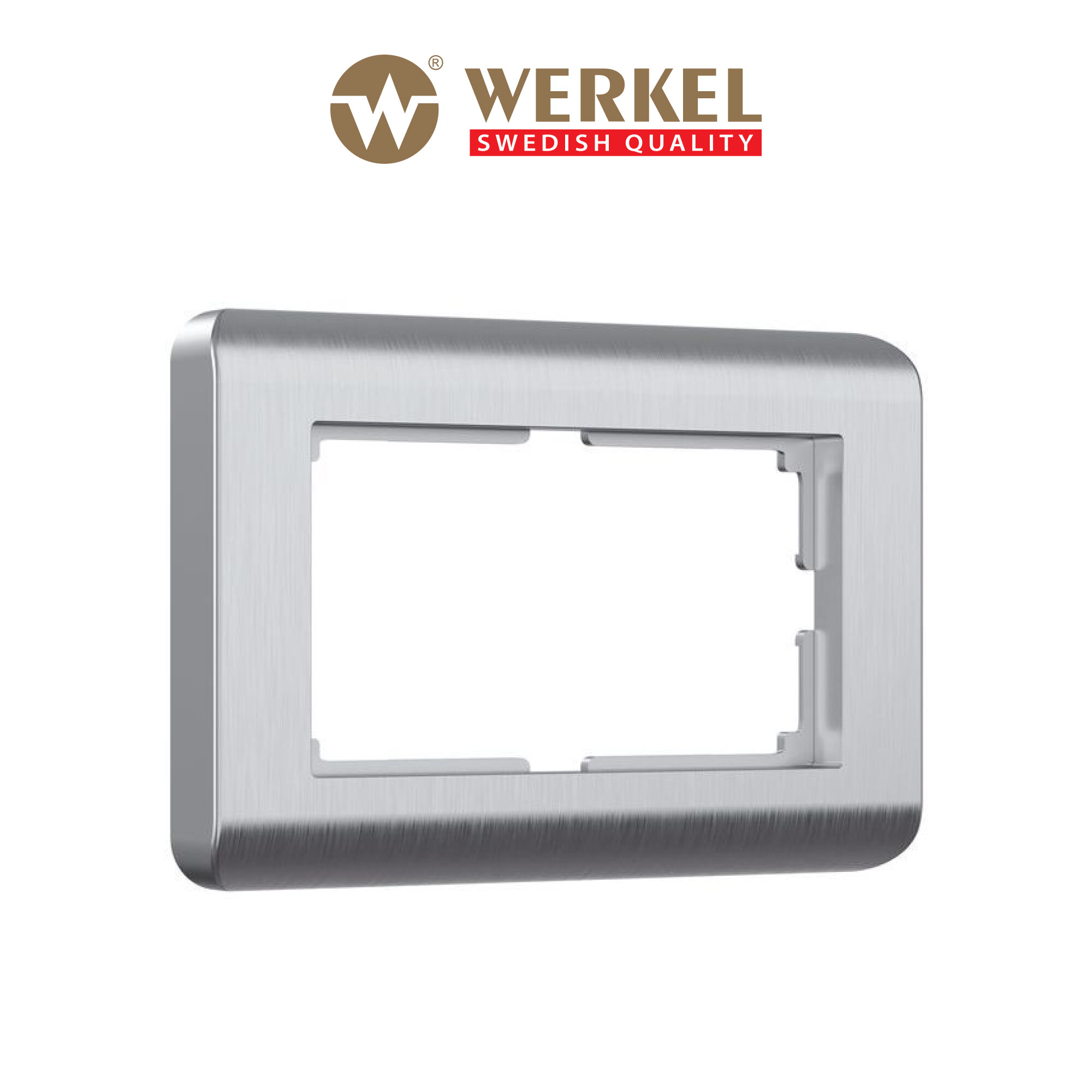 Werkel Stream СП серебряный рифленый рамка для двойной розетки
