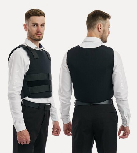 Изображение товара Бронежилет скрытого ношения Бр3 класса с защитой чехла от ножа, осколков и Бр1 класса ("Сфера-Бр3", размер S, бежевый, 7 кг)