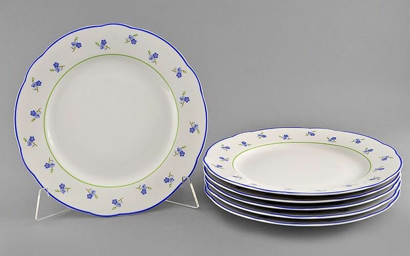 Набор тарелок мелких Leander Синие цветы, 25 см, 6 шт.