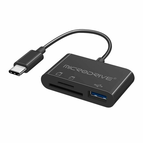 Картридер Microdrive 3 в 1 Type C with micro SD/SD/USB 2.0 устройство для чтения смарт карт usb 2 в 1 высокоскоростное устройство для чтения карт памяти micro usb type c адаптер micro usb sd для пк