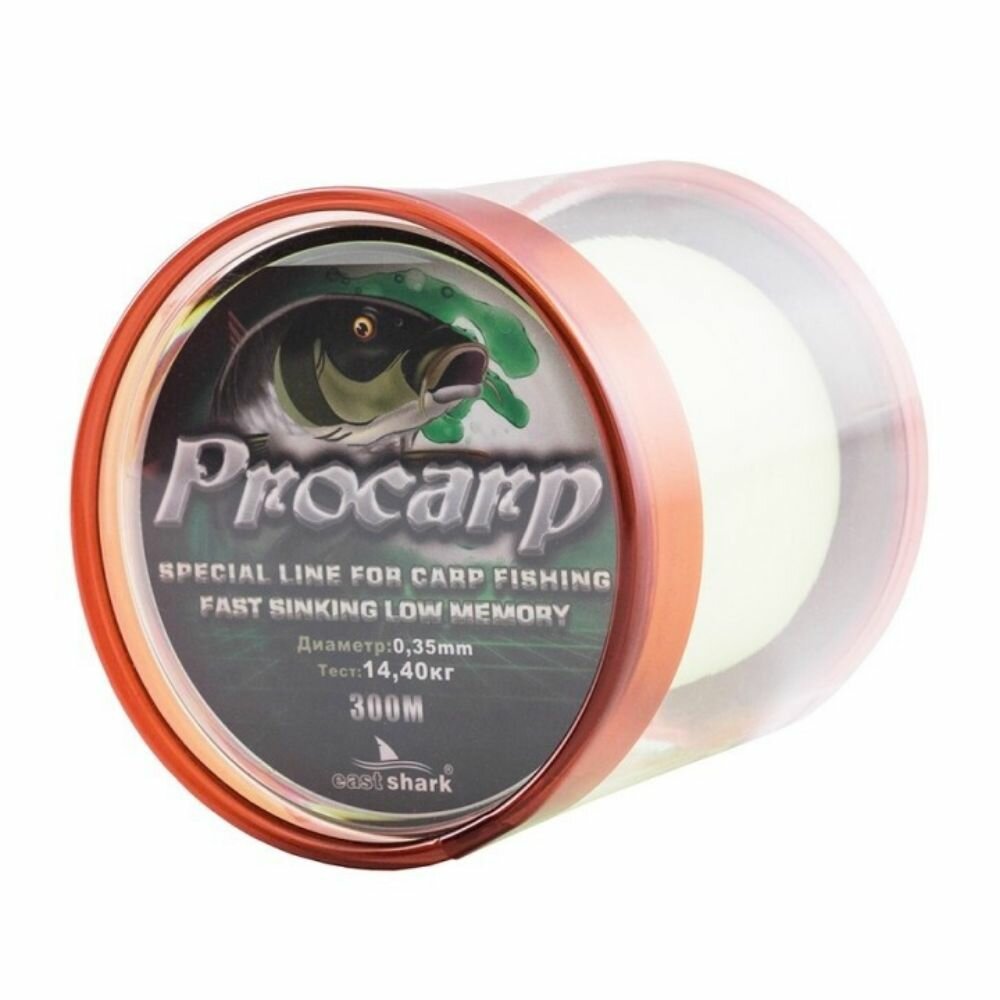 Леска монофильная EastShark Procarp 300 м 0,50 белая, быстротонущая, мягкая, без памяти