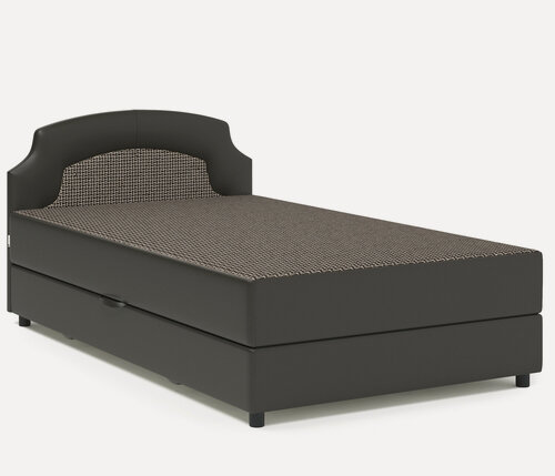 Изображение товара Кровать тахта, 100х198 см, с подъемным механизмом, Корфу коричневый и экокожа шоколад