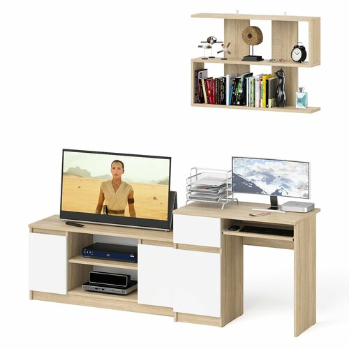 Стол однотумбовый компьютерный СВК Мори МС-1 левый с полкой и тумбой цвет дуб сономабелый 16281₽