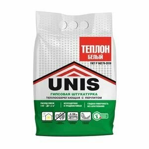 Штукатурка гипсовая Unis Теплон белая 5 кг
