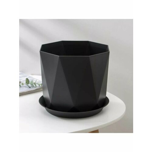 Горшок для цветов с поддоном Призма 47 л цвет графитовы 926₽