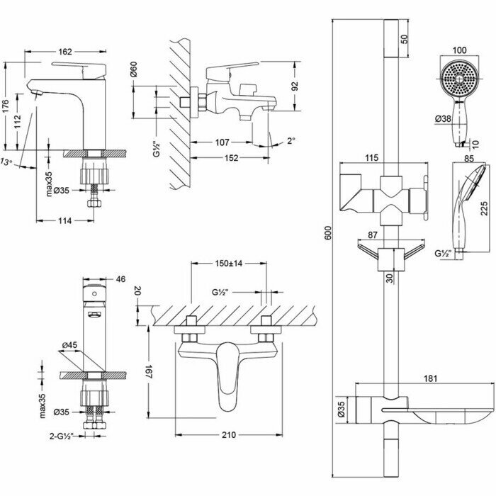 Комплект смесителей Lemark Point LM0380C "3 в 1"