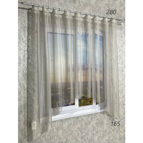Тюль для кухни короткий GlamCity Вуаль Арка 280х165 серый