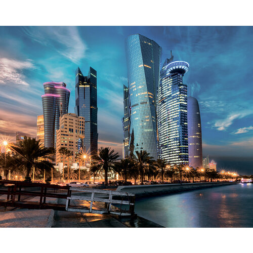 Картина на холсте 50х40 см с подрамником фрея Город в лучах заката PCF-19 650₽