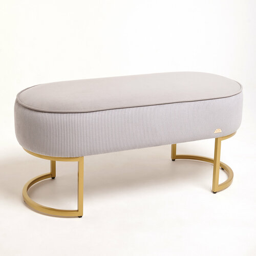 Банкетка Flora. SUPERA Luxemebel. Цвет Серый. Золотистые ноги.