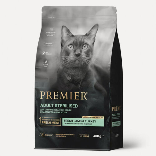 Изображение товара Premier Cat Lamb&Turkey STERILISED (Свежее мясо ягненка с индейкой для кошек) (400 г)