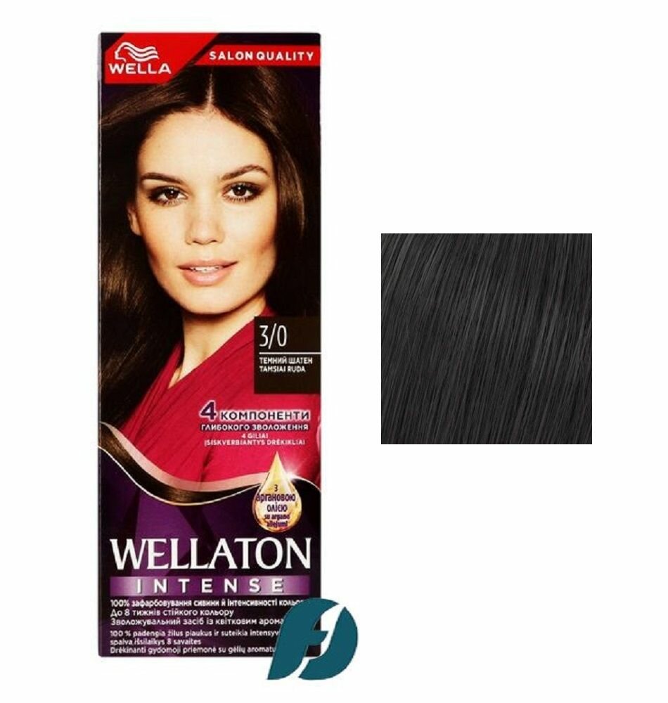 Картинки Wella WELLATON 3/0 Cтойкая крем-краска для волос - Темный шатен, 110 мл - 2 шт.