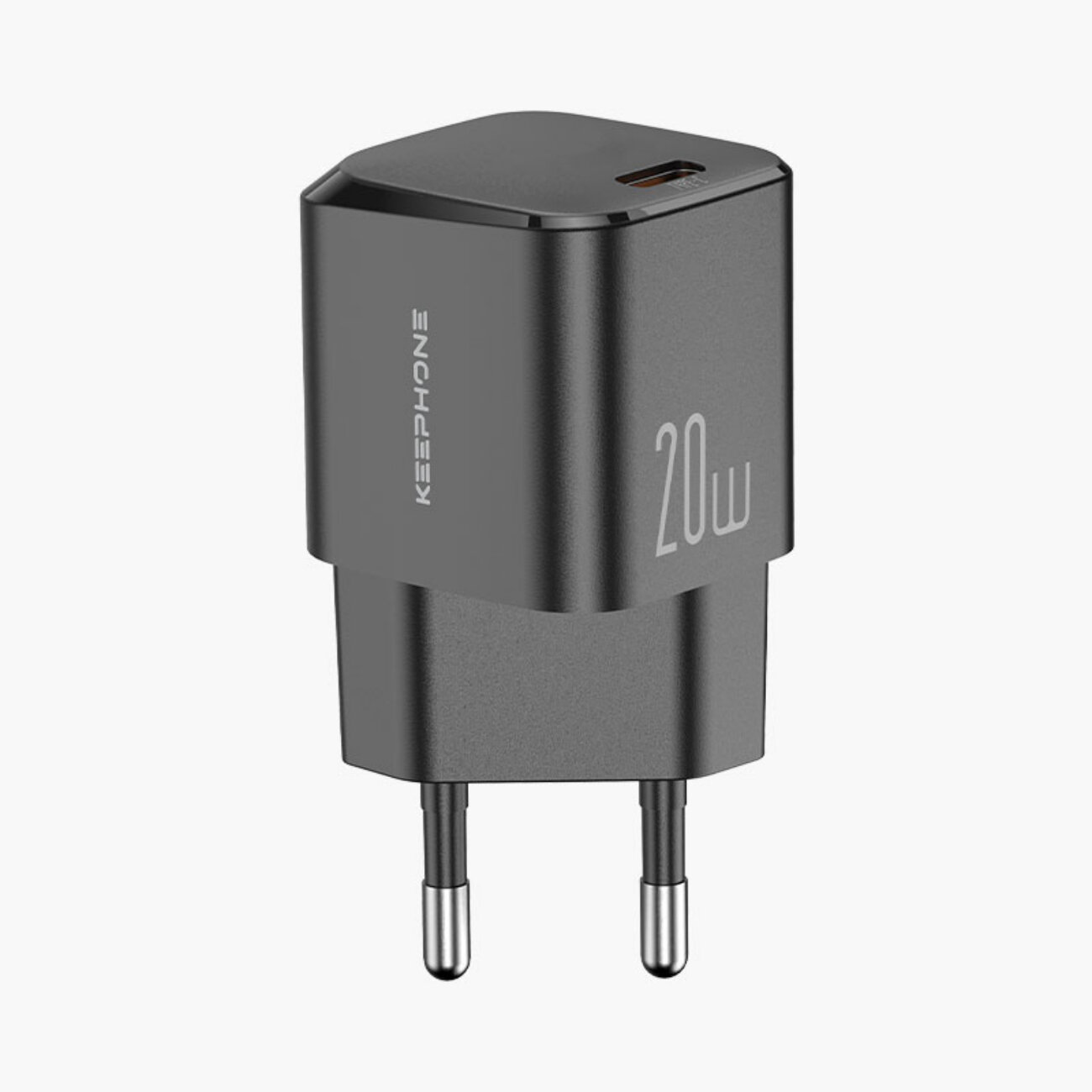 Быстрая зарядка Type-C Keephone мощностью 20W. Адаптер питания с защитой от перенапряжения Протоколы PPS и PD — черная