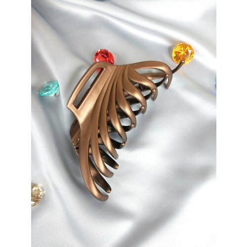 Коричневый краб для волос \ женский аксессуар для прически \ 12 см